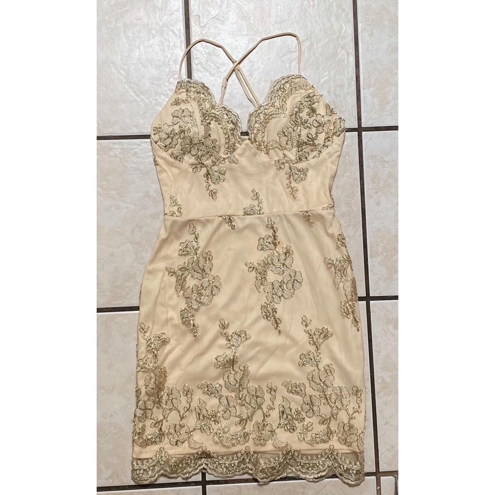 Beige mini dress